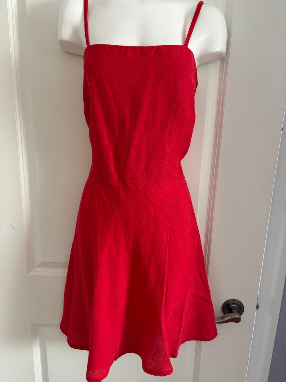 Red Orange Spaghetti Strap Linen Dress Positano Italy